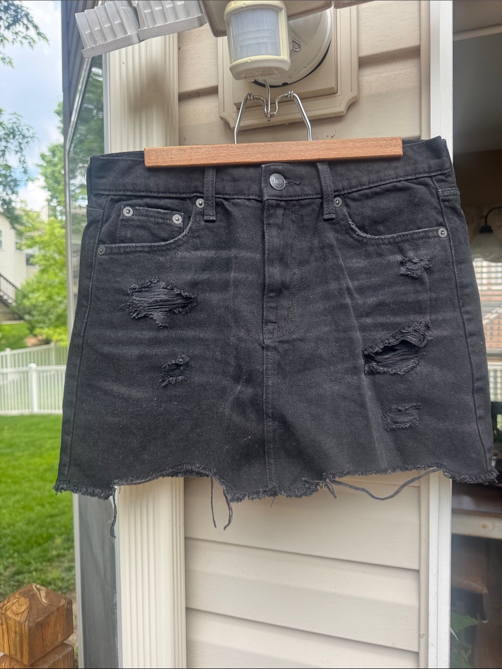 Black Distressed Denim Aeropostale Mini Skirt 6